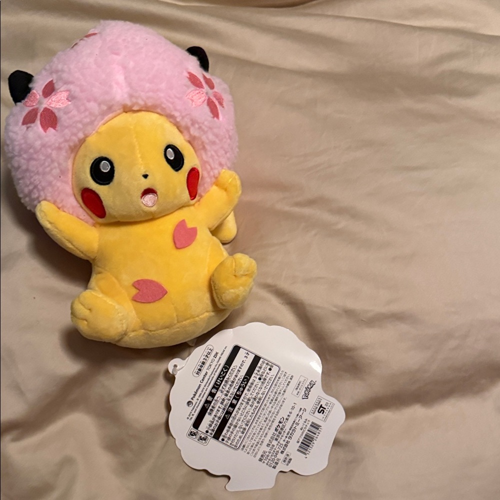 Pokemon Pikachu Plush with Pink Floral Hat